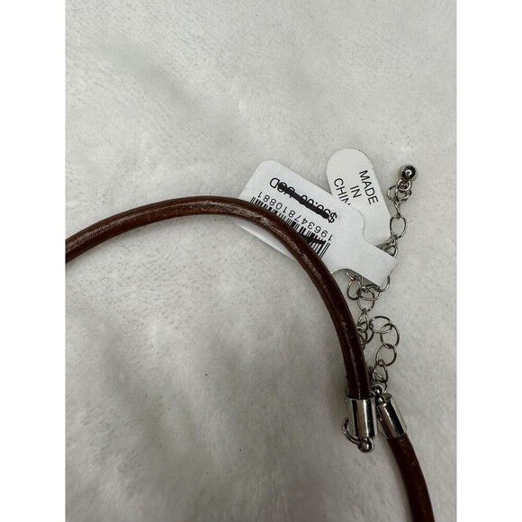 NEW Free People Under The Sea Collar Choker Glass Heart Pendant Bohemian Neutral - Picture 3 of 5